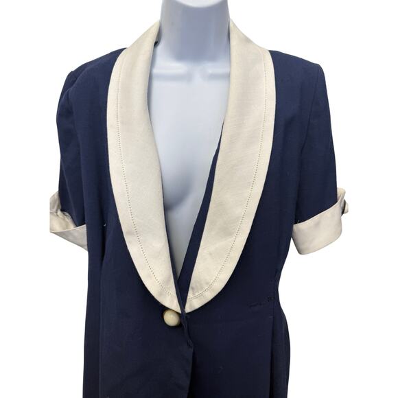 Vtg Cynthia Howie Sz 6 Wrap Dress knee short Sleeve Navy Blue School Girl navy - Picture 6 of 6